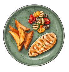 Illustration of meal and food imagery representing trigger